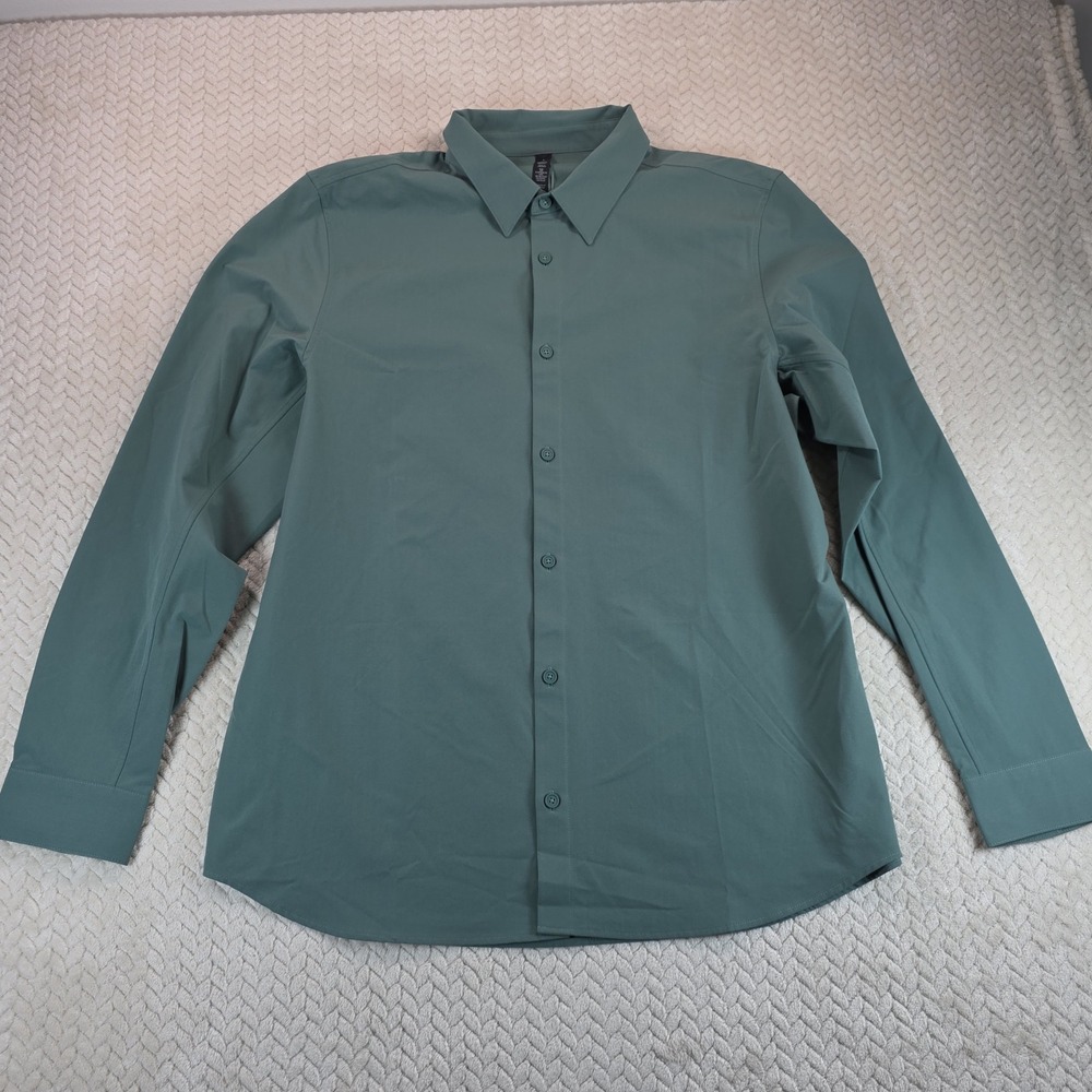 Lululemon New Venture Long Sleeve Shirt Green LM3EI8S Mens Large Stretch Tech